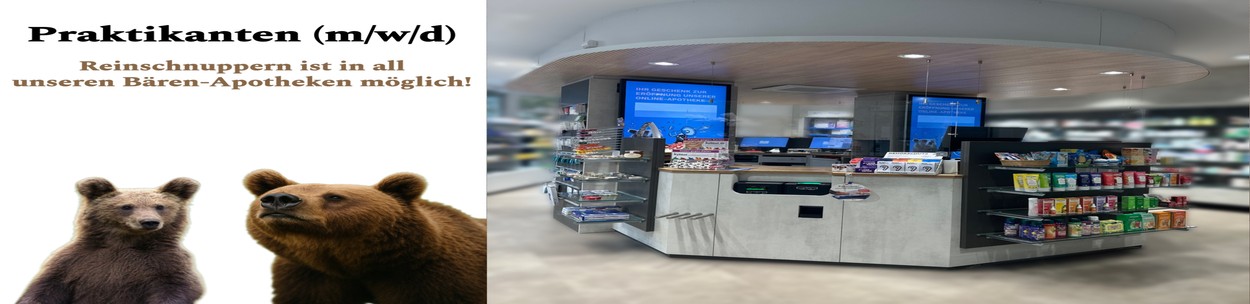 Praktikumsplätze für Pharmazeuten/Famulanten (m/w/d) und PTA-Schüler (m/w/d)  in all unseren Bären-Apotheken
